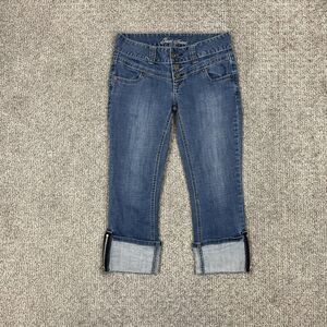 Vintage Guess Capri Jeans Womens 26 Blue Low Rise Y2K Cropped Cuffed 00s
